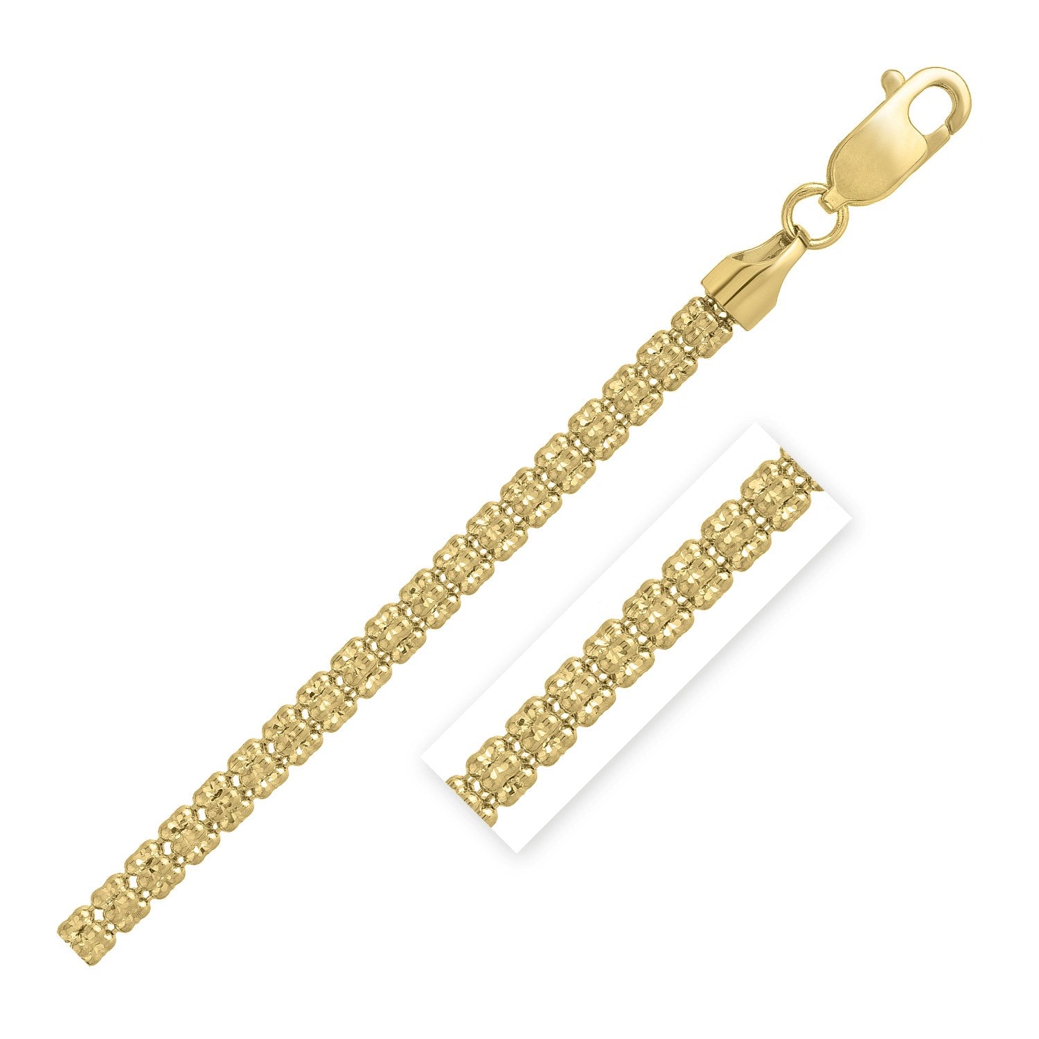 Ice Barrel Chain in 14k Yellow Gold (3.1 mm) in a sleek high-contrast midnight luxury editorial style